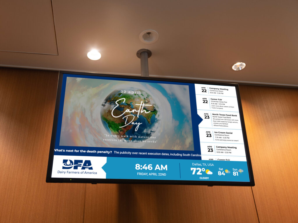 corporate digital signage calendar example