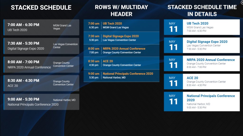 calendar schedule digital signage