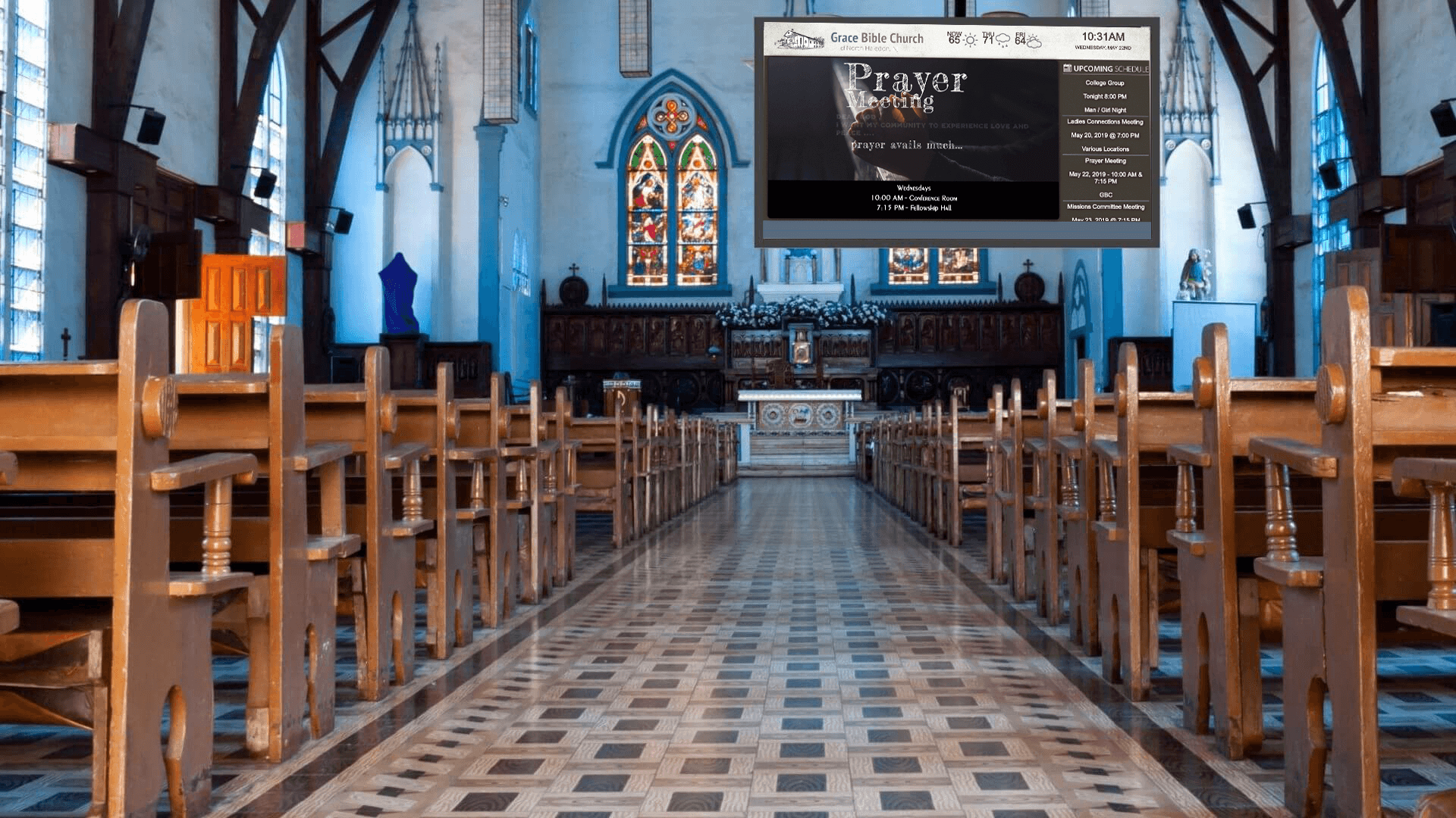 church digital signage example, 2024, parish example